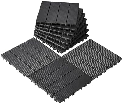 VEVOR Terrassenfliesen, 10er-Set, Balkonfliesen 295x295mm, Klickfliesen, wasserdichter Kunststoff-Bodenbelag für den Außenbereich, Terrassenbodenbelag für Veranda, Pool, Balkon, Hi