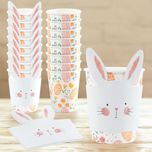Cheerland Easter Bunny Cups Rabbit Disposable Paper Cup With Slee...