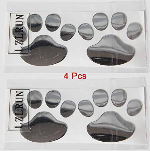 Image of LZLRUN 3D Dog Paw Footprint Sticker Decal Auto Car Emblem Decal Decoration (Silver)