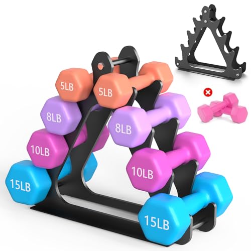 4-Tier Dumbbell Rack for 1-11 lb Weights (Dumbbells Not Included) Holds 5 Pairs Space-Saving Sturdy...