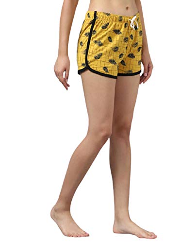 Image of KOTTY Pure Cotton SkyBlue and Yellow Printed Women Night Short - Pack of 2 (SkyBlue&Yellow)