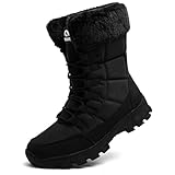 Topwolve Stivali da Neve Uomo Invernali Foderato Pelliccia Caldo Stivaletti All'aperto Impermeabile Antiscivolo Doposci,Tutto Nero,43 EU