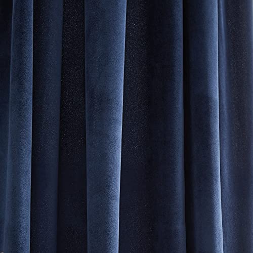 Dkny Velvet Inverted Pleat With Buttons Back Tab Window Curtain Panel Pair, 32 X 84 Inch, Indigo #TOP4