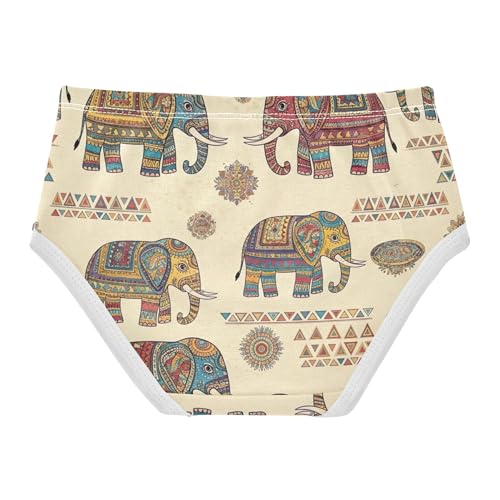 Cotton Girls Underwear Toddlers Colorful Tribal Elephant Beige Cute Panties Girl Fun Kids Undies Briefs 2t2