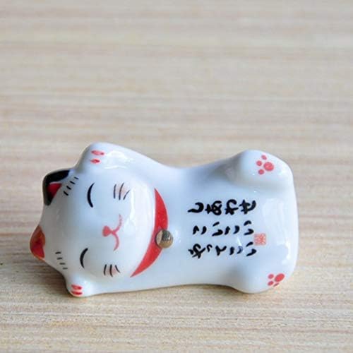 Exceart 5pcs Chopsticks Rests Ceramic Dinner Spoon Stand Lucky Cat Fork Holder Rack Chopsticks Utensil Cutlery Stand