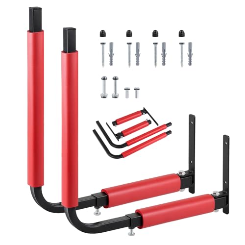 SWAWIS 1 Paar Wandhalterung für Dachboxen Verstellbarer 33-57cm Maximale Tragkraft: 50KG zur Aufbewahrung von Dachboxen Surfbrettern Sportgeräten(Rot)