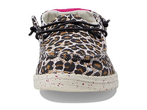 Image of HEYDUDE Wendy Cat (Little Kid /Big Kid) Loafers for Kids - Cotton-Blend Upper - Flex & Fold Technology Cheetah 3 Little Kid M