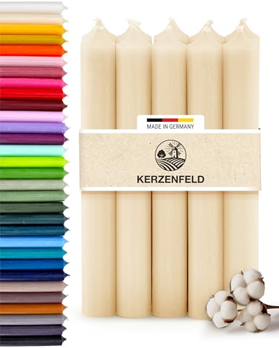 Stabkerzen Creme, 10 Stück, 180mm x 22mm, Durchgefärbte Spitzkerzen,...