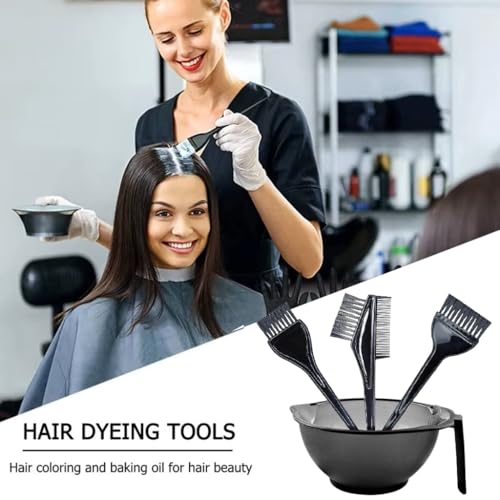 Image of adbeni Professional Hair Coloring Kit with Bowl, Dye Brushes, Comb & 100 PCS Transparent Disposable Gloves | Color Application Brush Set for Women & Men | Salon & Home Use Tools (Black)