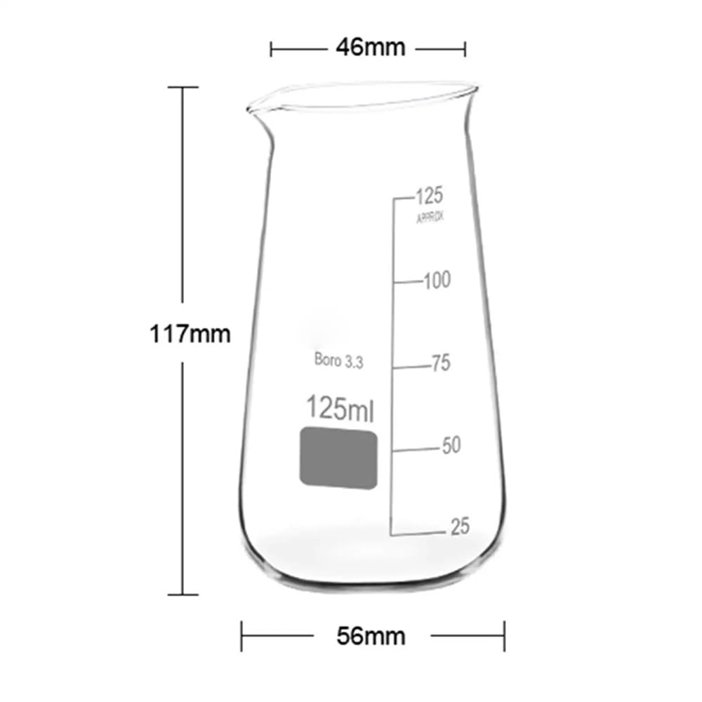 Vaso cónico de vidrio for laboratorio, cristalería química de tres esquinas.(250ml 2Pcs)
