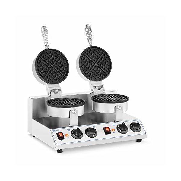 Royal Catering RC-WMDS01 Doppel-Waffeleisen rechteckig 2 x 1.500 W belgisches Waffeleisen Waffeleisen belgische Waffeln