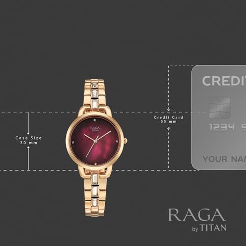 Image of Titan Raga Glimmers Quartz Red Round Dial Women's Watch - 95327WM01F