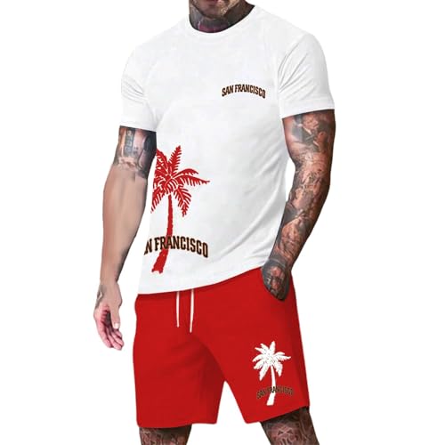 Ensemble de sport homme t-shirt manches courtes short rouge taille M