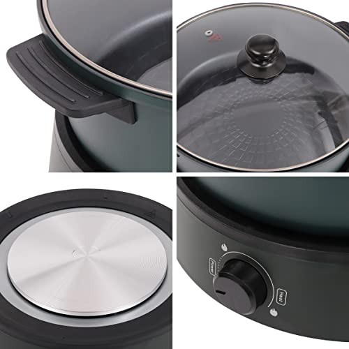 Green 4L 1300W Electric Hot Pot Cooker with Nonstick Coating - Shabu Hotpot, Multifunctional Electric BBQ Grill Pot for Family - Image 7