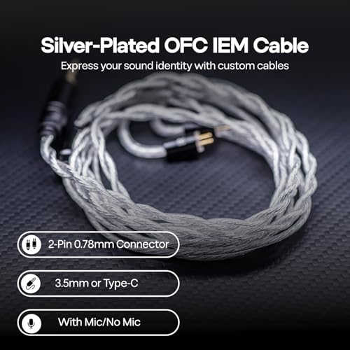 Image of Kefine Klean in-Ear Monitor, 10mm DLC Diaphgram Dynamic Driver IEM Earphones, HiFi Wired Gaming Earbuds with Dual Interchangeable Nozzles & Detachable 2-PIN Cable (with Mic Type-C, Black)