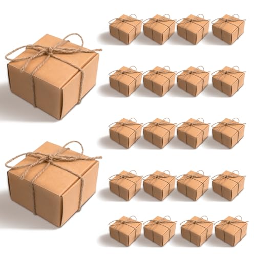 Hyuetrsa - Hyuetrsa 24 Pack Small Kraft Paper Boxes Paper Boxes with Lids 3x1.2 Inch Mini Gift Box with Hemp Rope Bulk Empty Wrapping Boxes For Gifts, Wedding Favors, Cupcakes, Christmas Box (Brown)