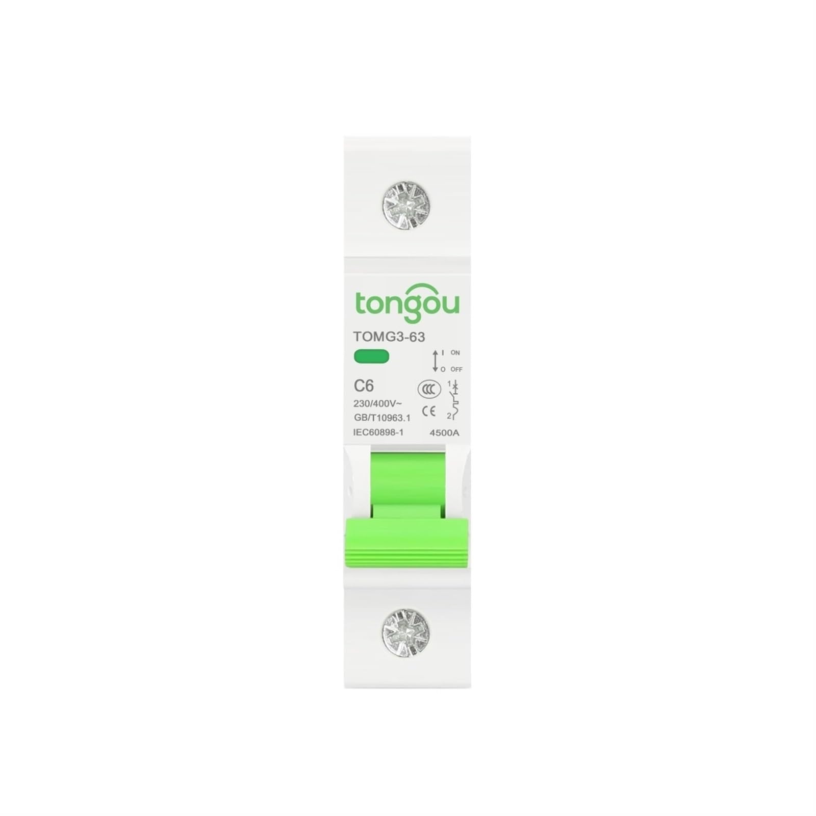 Typ B Kurve 1-poliger MCB 18 mm Miniatur-Leistungsschalter 4,5 KA AC 110 V/230 V/400 V mit CE-Zertifikat TOMG3-63(B16)