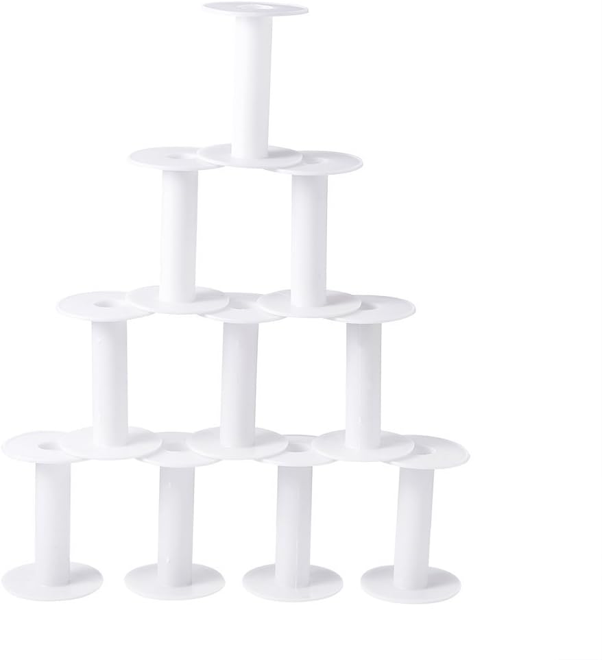 Pandahall 50pcs/lot Plastic Spool Wheel White Empty Plastic Spools Wire Thread String Bobbin for Beading Knotting (67x96mm(2-41/64x3-5/64"))