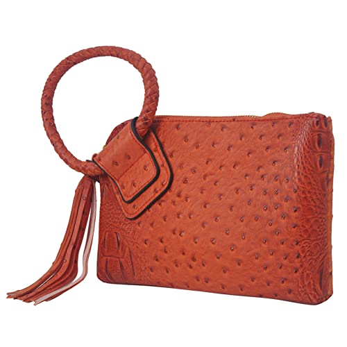 Image of NGIL Faux Leather Mini Wristlet Purse | Women's Handbag, Fashion Wristlet Wallet, Compact Everyday Purse with Fringe Tassel