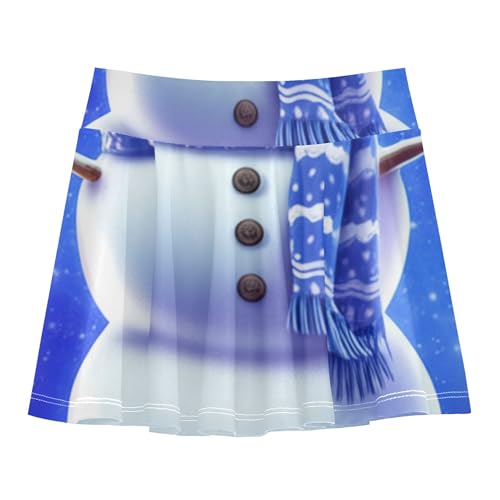 Joisal Happy Winter Smile Snoman Athletic Shorts for Girls Skorts Toddler Tennis Skirts Running Pleated Skort 3t