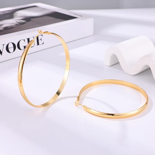 Image of Gacimy Gold Hoop Earrings for Women with 925 Sterling Silver Post