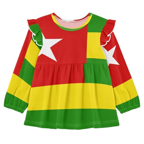 Camisetas de algodón de manga larga para bebés y niñas pequeñas, suaves, 18M-5T, Bandera nacional de Togo, 3T