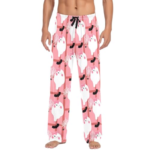 Spirits Bats Bow Men's Cotton Pajama Pants with Pockets and Drawstring Comfortable and Stylish,S2