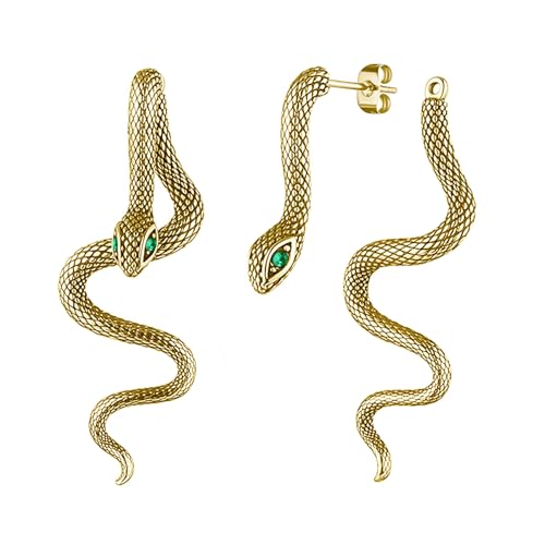 Long Snake Earrings for Women Men - Punk Hip Hop Goth Dangle Detachable Christmas Earrings