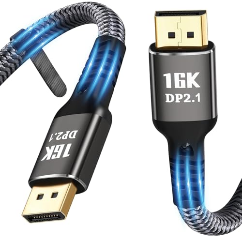 Excefore 16K DisplayPort Cable 2.1, 40Gbps DP to DP Cable, Supports 4K@240Hz/144Hz, 8K@60Hz, 16K@30Hz, HDR10, HDCP, DSC 1.2a, Compatible with HDTVs, Displays, Graphics, PC (3.3in)