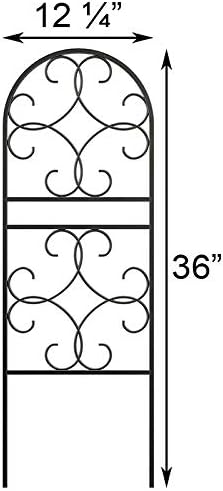 Panacea 84490 Scroll Pot Trellises – Set of 3, 36" Tall Black Steel Trellises – Decorative Arched Scroll Design for Potted Plants or Garden Beds – Durable Powder-Coated Plant Supports