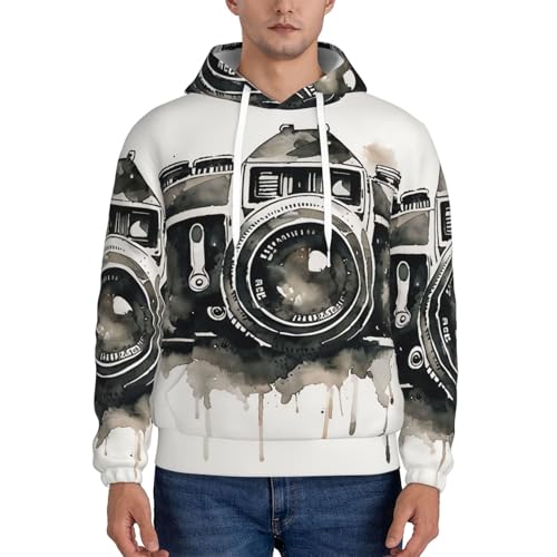 Sweat à capuche homme en polaire douce imprimé caméra rétro chic