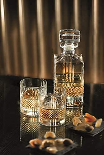 TRIXY Crystal Whiskey Glasses Set of 6 pcs- 300 ml Bar Glass for Drinking Bourbon, Whisky, Scotch, Cocktails, Cognac- Old Fashioned Cocktail Tumblers-1 2