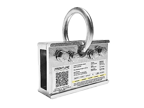 Frontline RO2W 2-Way Standing Seam Roof Anchor Clamp | Rugged Reusable & Compact | OSHA & ANSI Compliant Steel anchor | Strength Rating: 5 000 lbs | Bolts and washers included