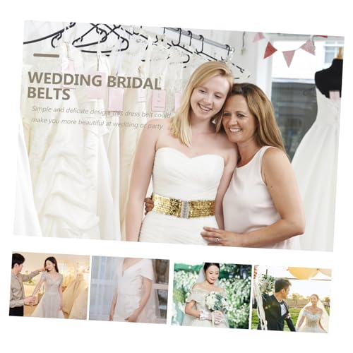 Wide Gold Sequin Elastic Belt for Women Stretch Dress Waistband Decorative Sparkling Cinch Belt for Wedding Party and Dance Performances3