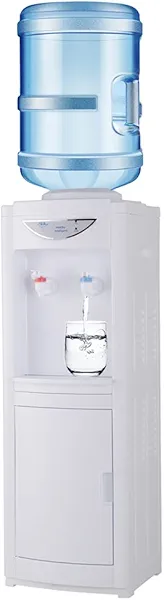 Hot & Cold Top Loading Water Dispenser,5 Gallons Water Coolers with Child Safety Lock Removable Drip Tray & Storage Cabinet,Water Cooler Dispenser for Home,Office(White)
