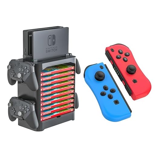 Skywin Torre de armazenamento de jogos e controles para Nintendo Switch – Suporte de jogo organizador de disco com controle esquerdo e direito (substituição do controlador Joy Con) compatível com Nintendo Switch