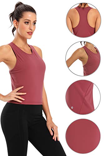 Evobak Workout Tops for Women - Yoga Shirts Racerback Crop Tops Athletic Exercise Gym Running Training Tanks Active Wear