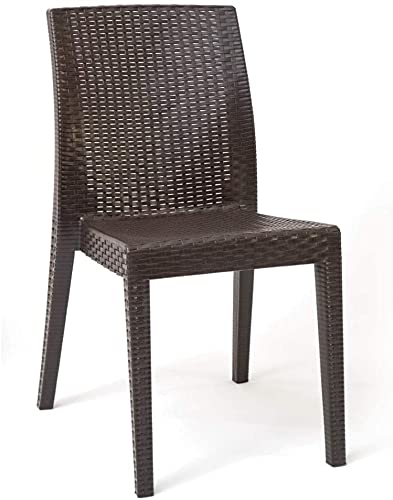 Sedia impilabile in polipropilene effetto rattan VIRGINIA Caffè set 2