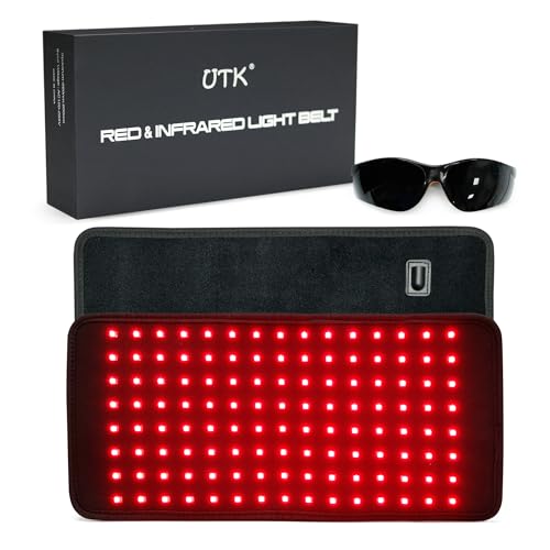 UTK Red Light Therapy Pad for Body Pain Relief, LED 660&850nm Wearable Wrap Deep Therapy Belt with Timer Function Relieve Back Shoulder Pain 7 Piece Set