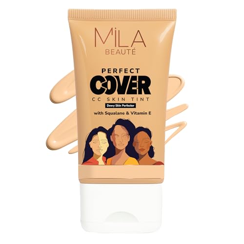 Image of Mila Beaute Perfect Cover Cc Cream With Spf 24+ I Light Makeup With Natural Coverage & Dewy Finish I Skin Tint With Squalene I Hydrate & Brighten Skin |conceal Dark Spots (25ml, Cream Puff)