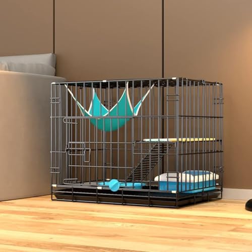 SLEEPHEAD Large Pet Cage 2-Tier Spacious Cat Playpen Foldable Metal Crate for Playing and Sleeping - 60CM*40CM*50CM