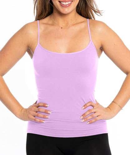 Image of Malibu Sugar Womens Camisole Tank Tops - Seamless Fitted Spaghetti Strap Cami Stretch Basic Womens Camisole for Layering XS-M