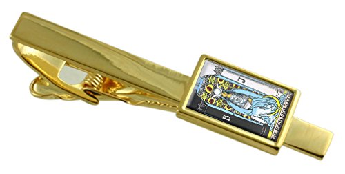 Regalo original de Tarot clip de corbata dorado Sacerdotisa con bolsa de presentación