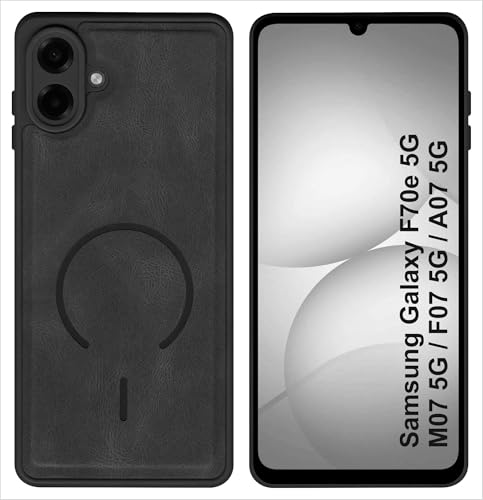 Image of SBMS Back Cover for Samsung M07 /F70e /A07 /F07 5G | Ultra Slim Soft Rubberised Hard Case | Oil Feel Soft Leather Back | Mag-Safe Design (Mag-Safe Not Support) | Camera Protection Case Sam A07 (Black)