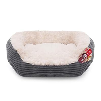 Large dog bed for large dogs ,machine washable, super soft and cosy plush dog bed, grey and cream, 81 x 63 x 18cm (approximately 32 x 25 x 7 inch)