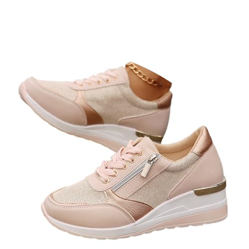 Baskets compensées pour femmes, Chaussures à plateforme pour dames à lacets Escarpins confortables classiques Baskets Chaussures tendance à talon compensé Baskets...