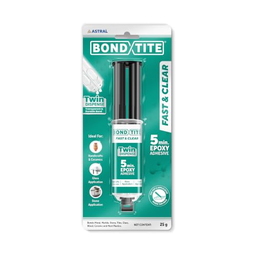 Image of Bondtite Fast & Clear Epoxy 25 GM Syringe Pack | 5 minutes Setting | Easy & Convenient Usage | Multipurpose and High Strength | Transparent Clear Finish | DIY | 2 Component Epoxy Adhesive
