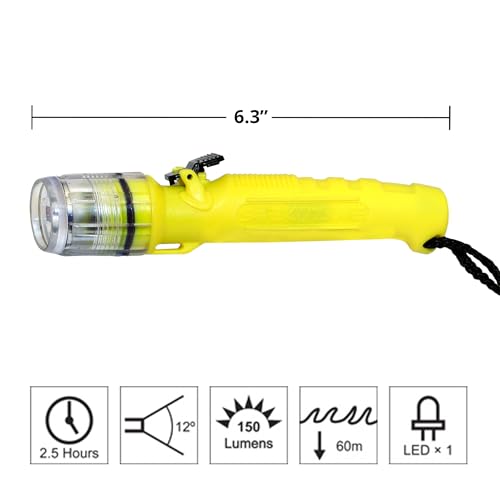 Lampe de plongée étanche 150 lumens jaune fluo de plein air