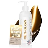 XEN-GLOW Dark Self Tanning Lotion With 2 in 1 Moisturiser & Olive Self Tan Lotion for Face & Body (236ml) – Streak Free Dark Fake Tan Lotion with Vitamin C, E, & Aloe Extract, Long lasting