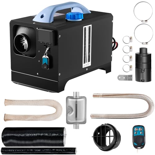 VEVOR Diesel Heater, 12V All-in-one Diesel Air Heater with Remote Control and LCD Display, 5L Fuel Tank Fast Heating Portable Diesel Parking Heater for RV, Truck, 8KW, Basic, Black